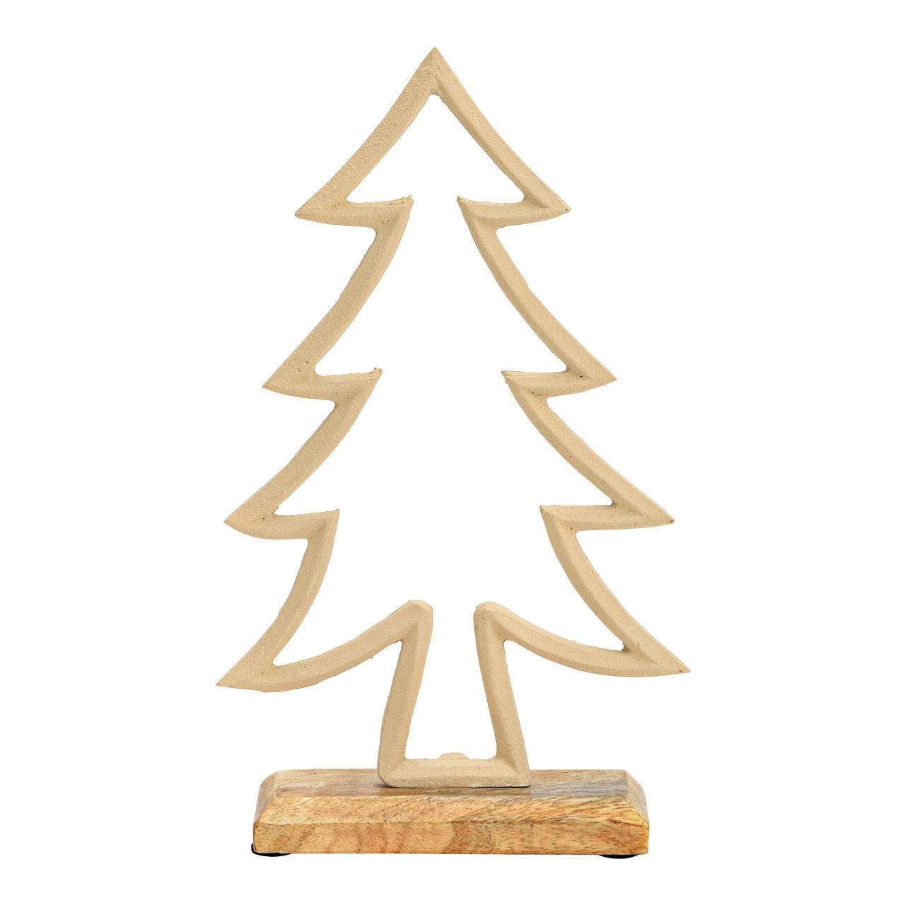 Aufsteller Tannenbaum auf Mangoholzsockel aus Metall beige (B/H/T) 16x26x5cm Aufsteller Tannenbaum auf Mangoholzsockel aus Metall beige (B/H/T) 16x26x5cm