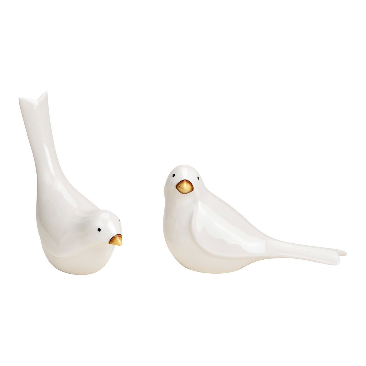 Porcelain bird white 2-fold, (W/H/D) 12x14x6cm