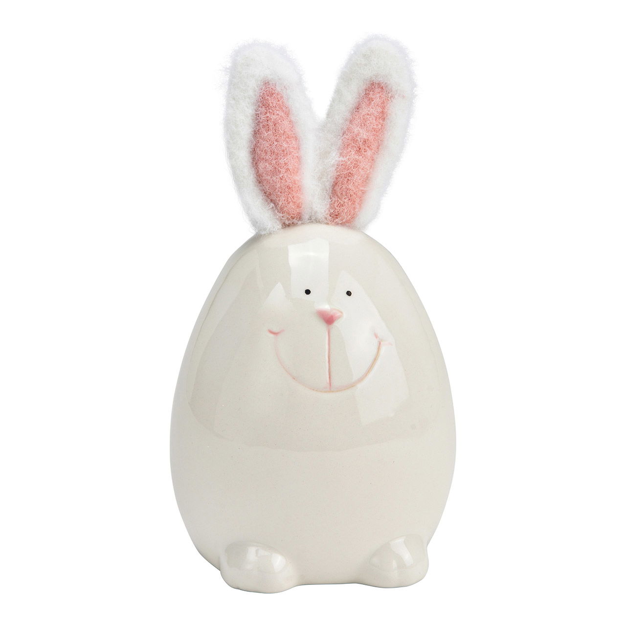 Hase aus Keramik, Weiß/Rosa (B/H/T) 9x15x8cm Tier, Säugetier, Hase