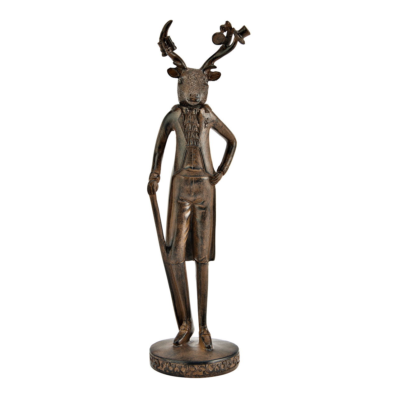Figurine Cerf en poly, brun (L/H/P) 9x35x9cm Bronze, Figur, Person
