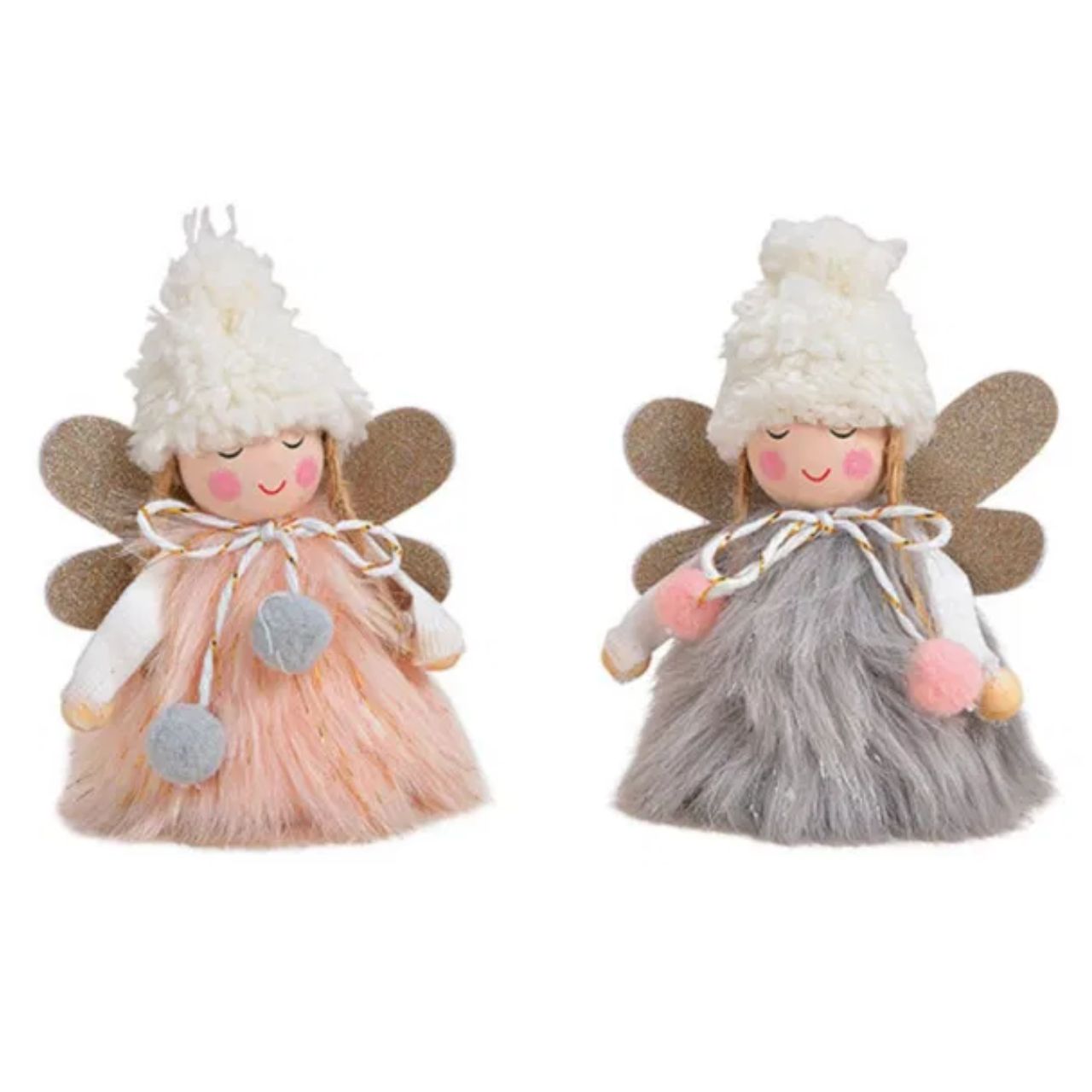 Angel made of polyester pink/pink, gray 2-fold, (W/H/D) 7x10x6cm Puppe, Spielzeug, Gesicht, Kopf, Person