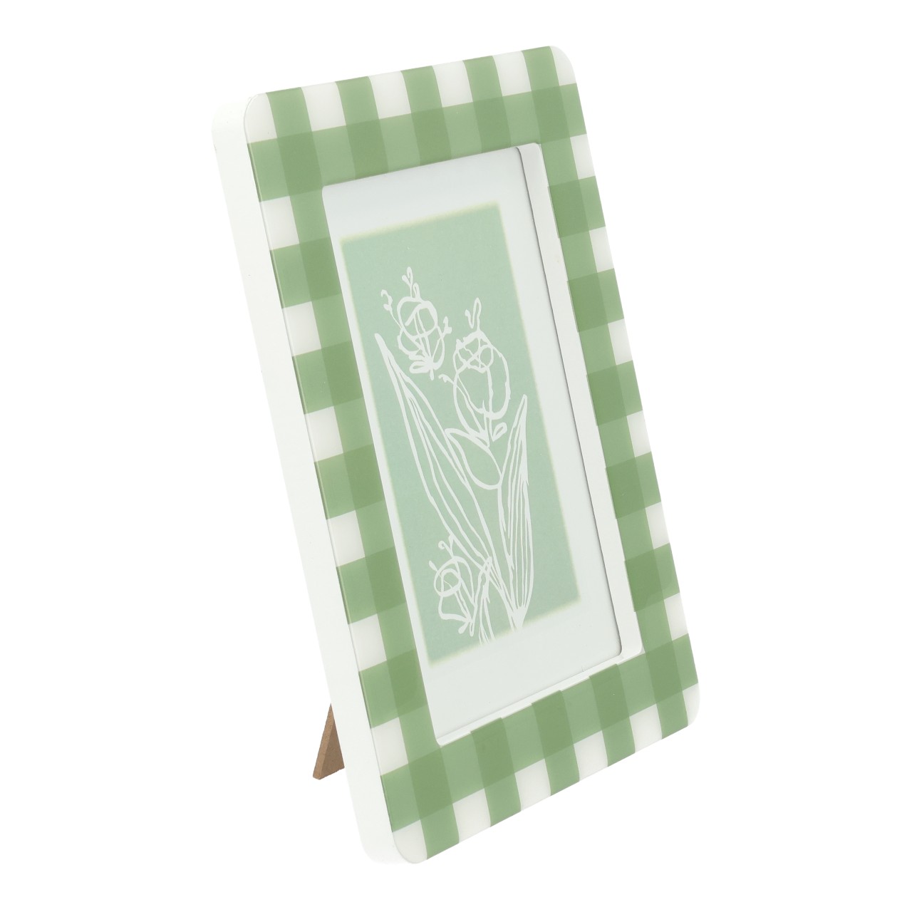 Cadre photo en bois vert (L/H/P) 18 x 23 x 0,8 cm Teller, Grün, Gingham, Rahmen, Kunstdruck