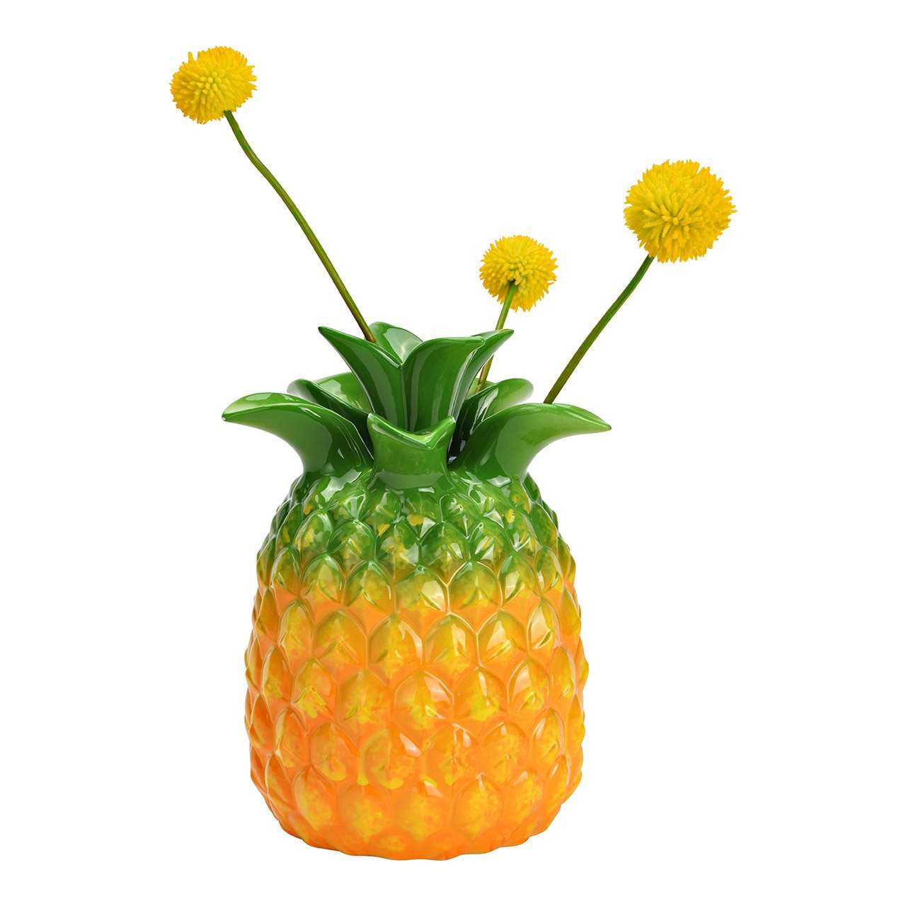 Pineapple vase made of ceramic, yellow (W/H/D) 15x21x15cm