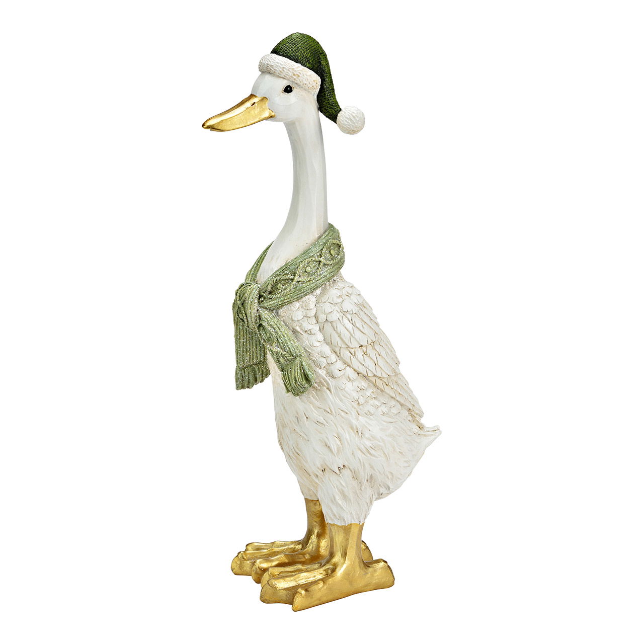 Pato de Navidad de poliéster, blanco/verde (A/A/A) 13x40x16cm Figur, Tier, Schnabel, Vogel, Wasservögel