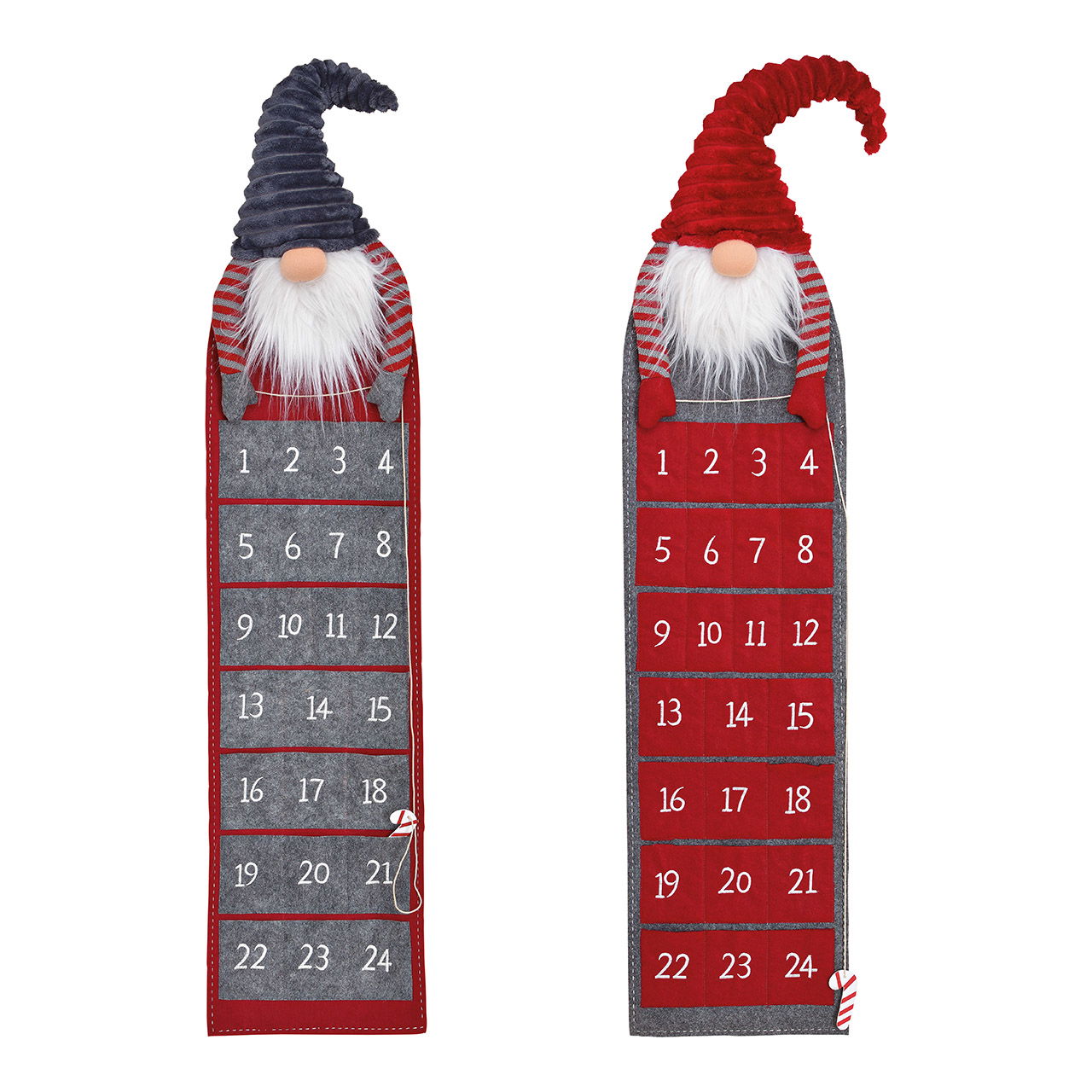 Adventskalender Wichtel aus Filz, Rot/Grau, 2-fach (B/H/T) 26x125x10cm Adventskalender Wichtel aus Filz, Rot/Grau, 2-fach (B/H/T) 26x125x10cm