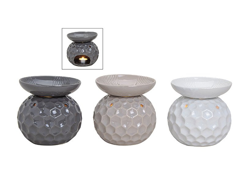 Duftlampe aus Keramik, 3-fach sortiert (B/H/T) 13x13x13 cm