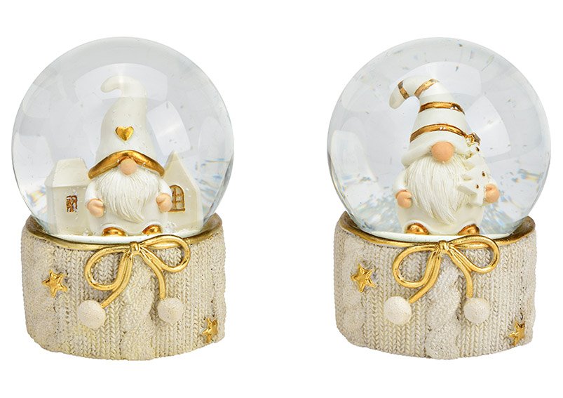 Sneeuwbol Secret Santa van Poly goud 2-voudig, (B/H/D) 6x9x6cm