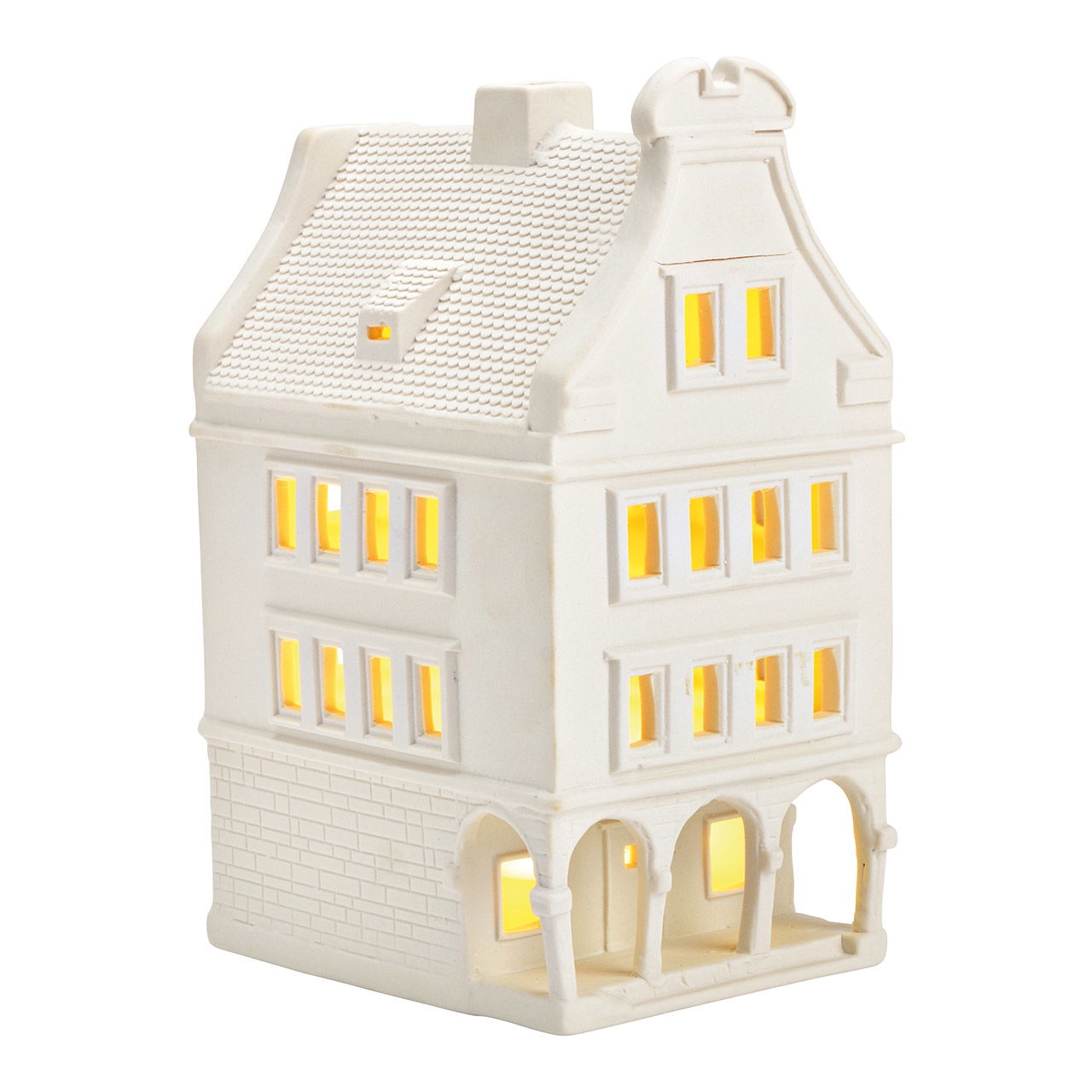 Casa luminosa Münster/Prinzipalmarkt in porcellana bianca (L/H/D) 11x21x14cm