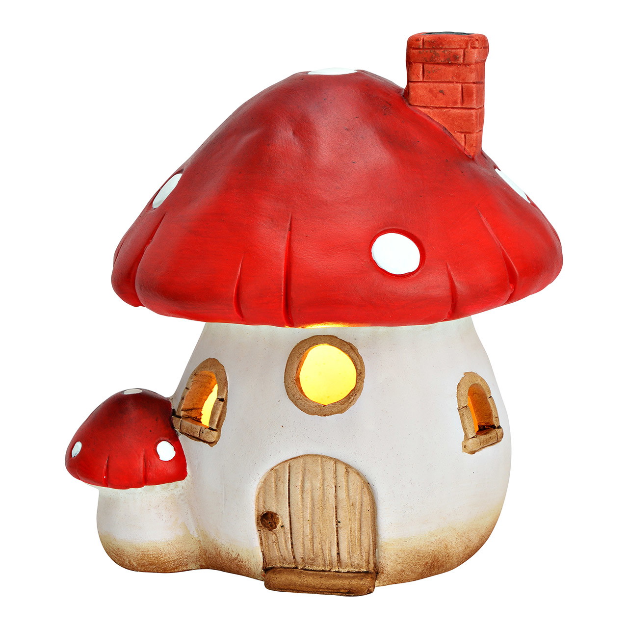 LED Pilzhaus aus Ton, Rot/Weiß (B/H/T) 15x17x14cm exkl.2XLR44 LED Pilzhaus aus Ton, Rot/Weiß (B/H/T) 15x17x14cm exkl.2XLR44