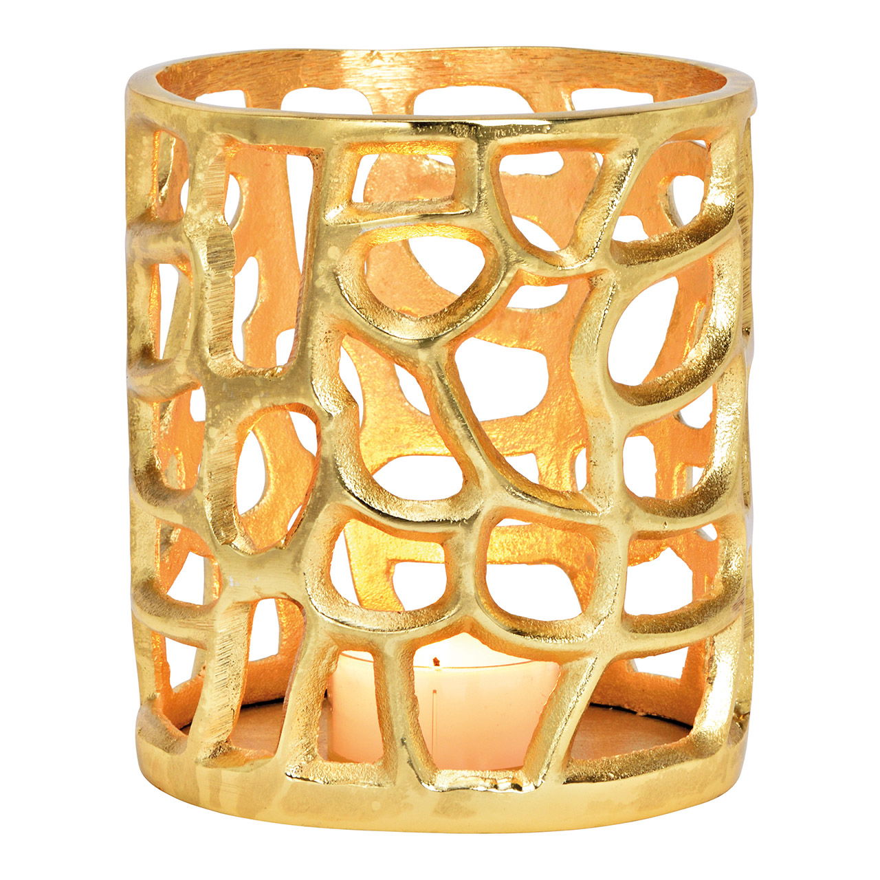 Farol de metal dorado (A/A/P) 14x17x14cm
