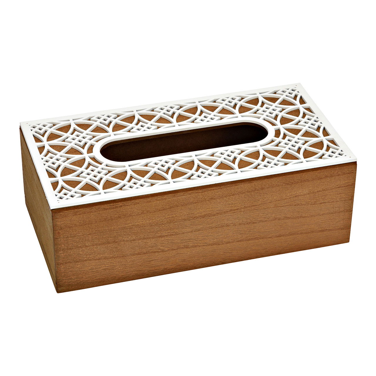 Wooden tissue box brown/white (W/H/D) 25x8x13cm