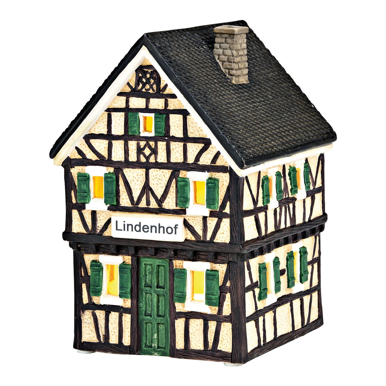 Lichthuisje Lindenhof van porselein kleurrijk (B/H/D) 11x17x12cm