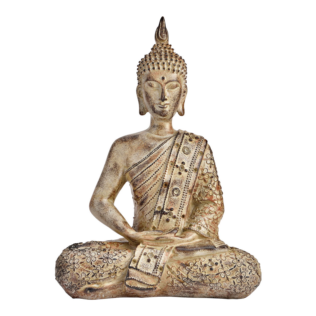 Buddha sitting made of poly gray (W/H/D) 20x28x9cm