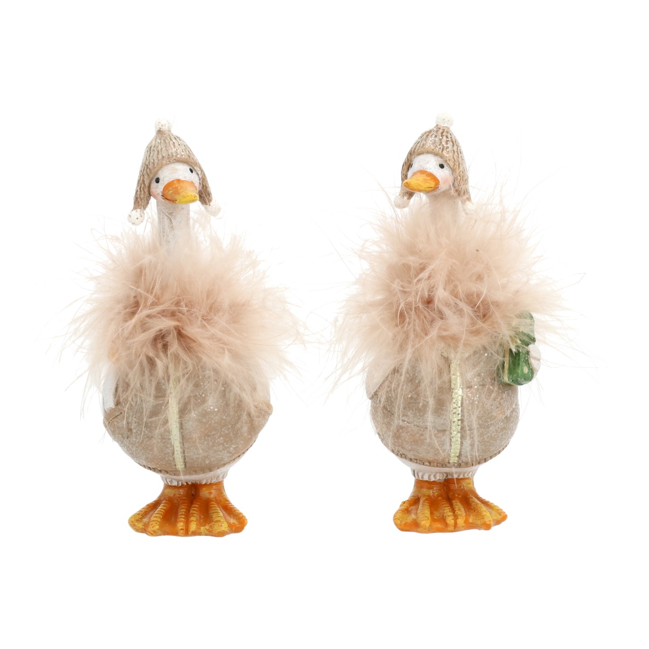 Ente, Figur, Deko, Federn, Beige