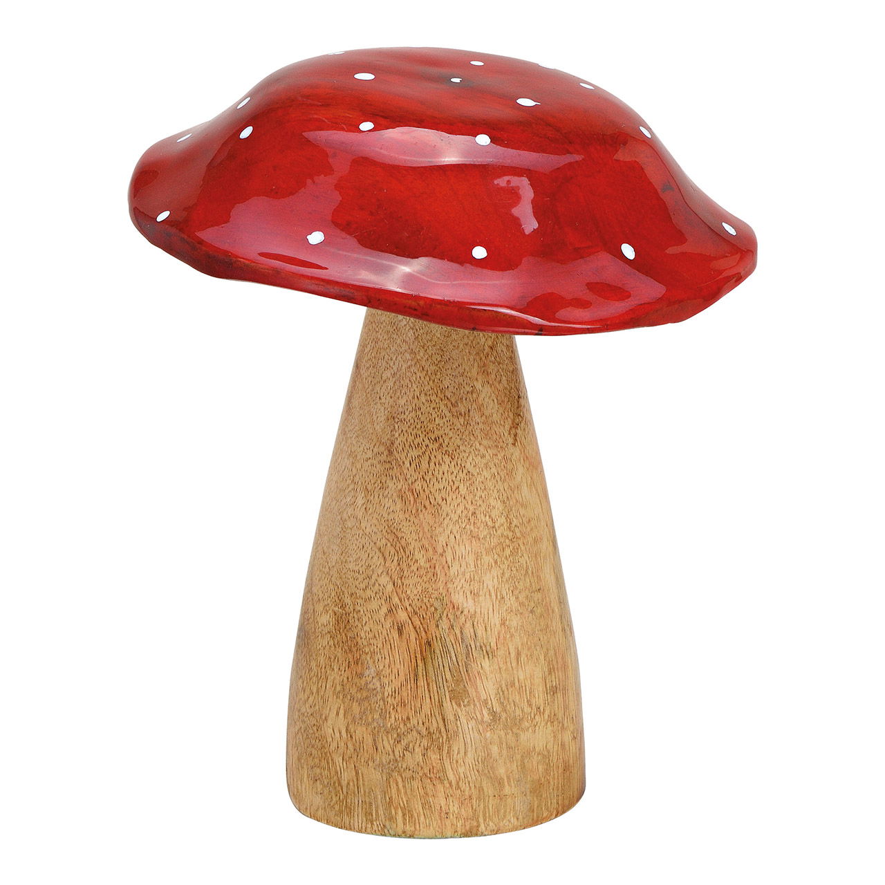 Champignon en bois de manguier rouge, marron (L/H/P) 15x18x15cm