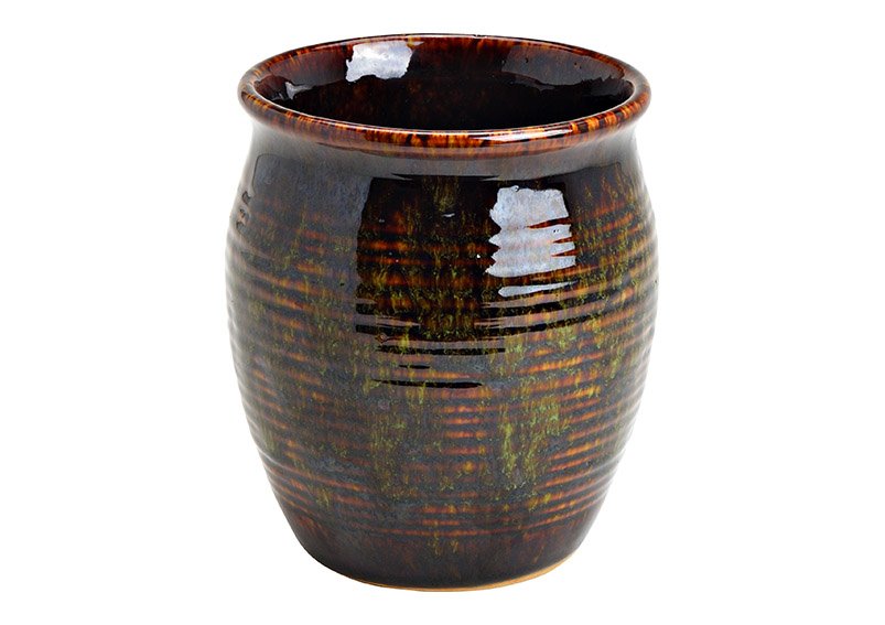 Vaso, ceramica verde (c/h/d) 13x15x13cm