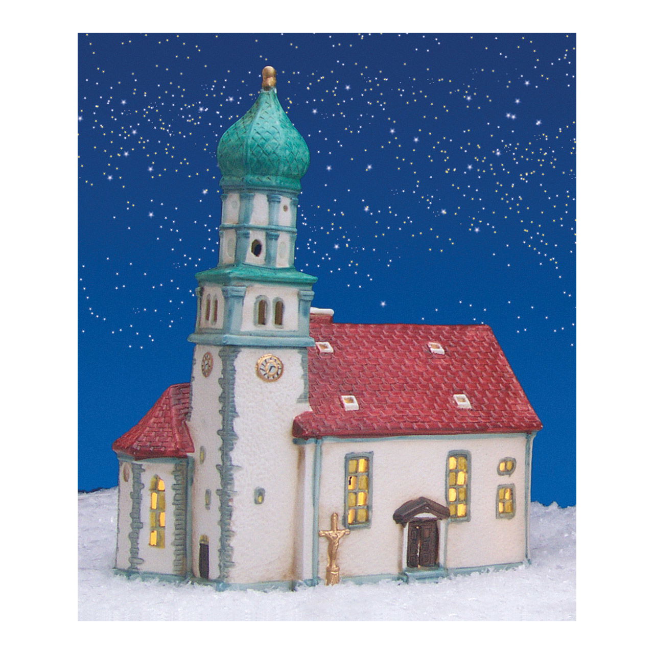 Église à Wasserburg/lac de Constance, en porcelaine, (L/H/P) 19x24x12 cm