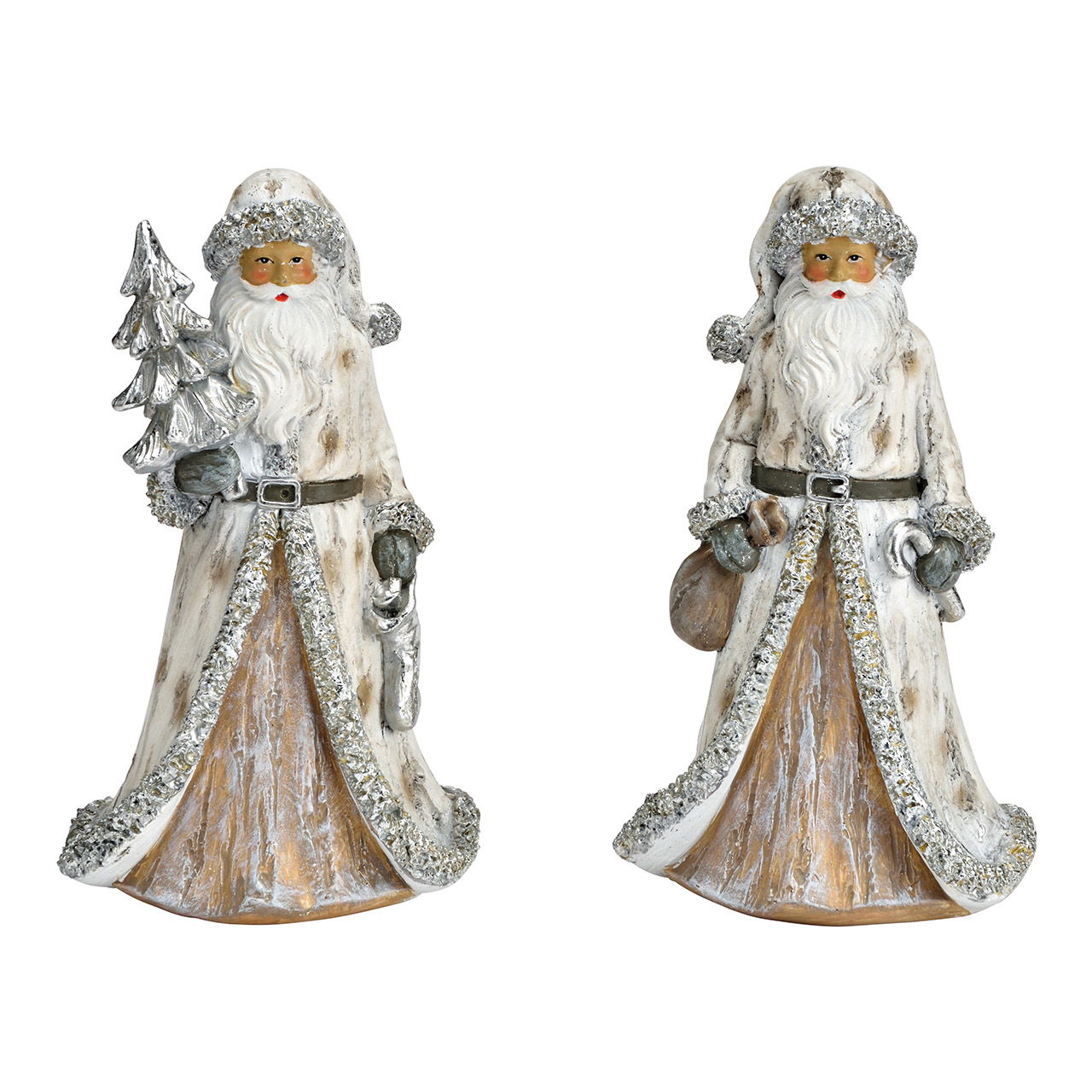 Santa of poly silver 2-fold, (W/H/D) 10x16x4cm