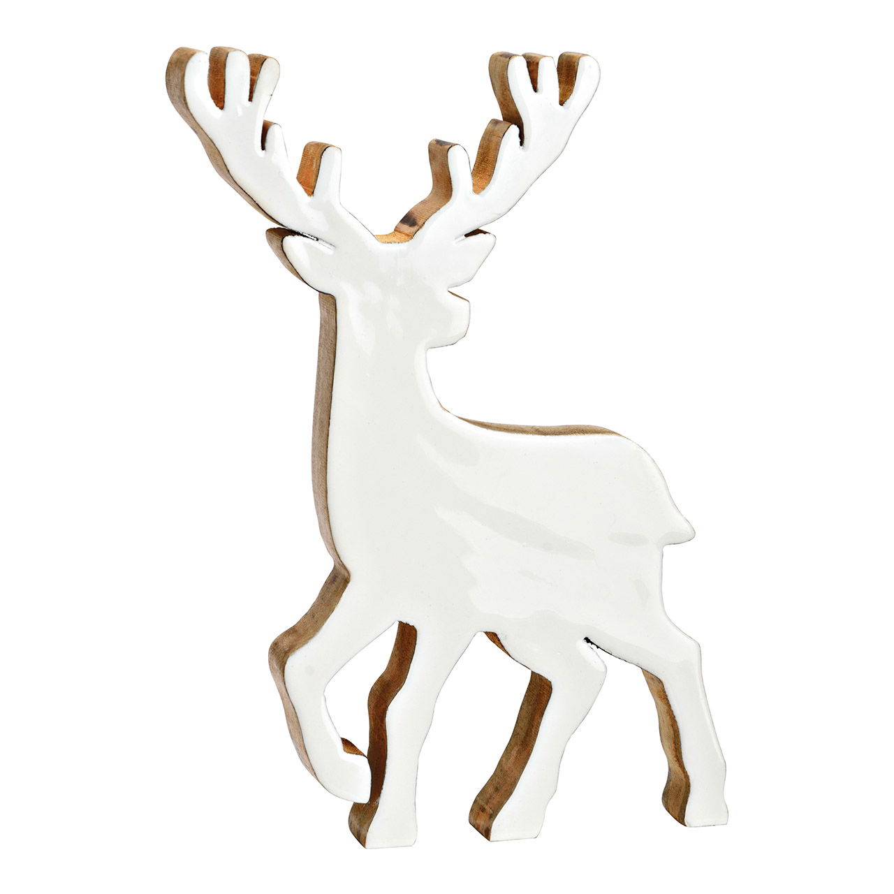 Deer made of mango wood white (W/H/D) 17x25x2cm Tier, Hirsch, Säugetier, Tierwelt