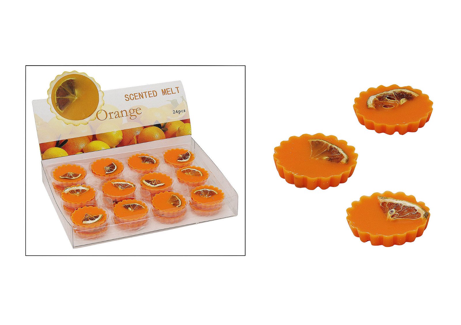 Cera di profumo arancione per lampade di profumo, circa 15g, 5 cm di diametro