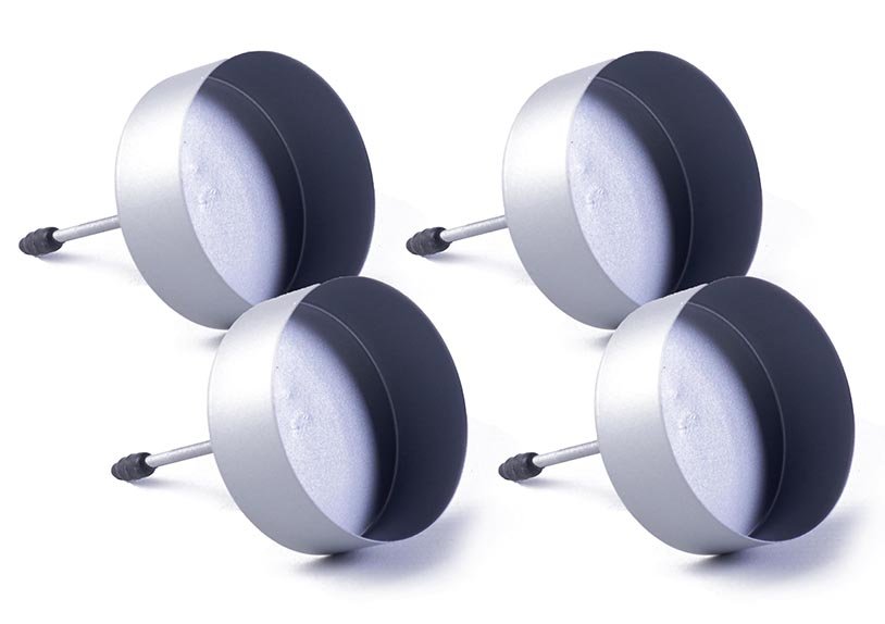 Set di 4 supporti per tealight in metallo da 50 mm in argento opaco