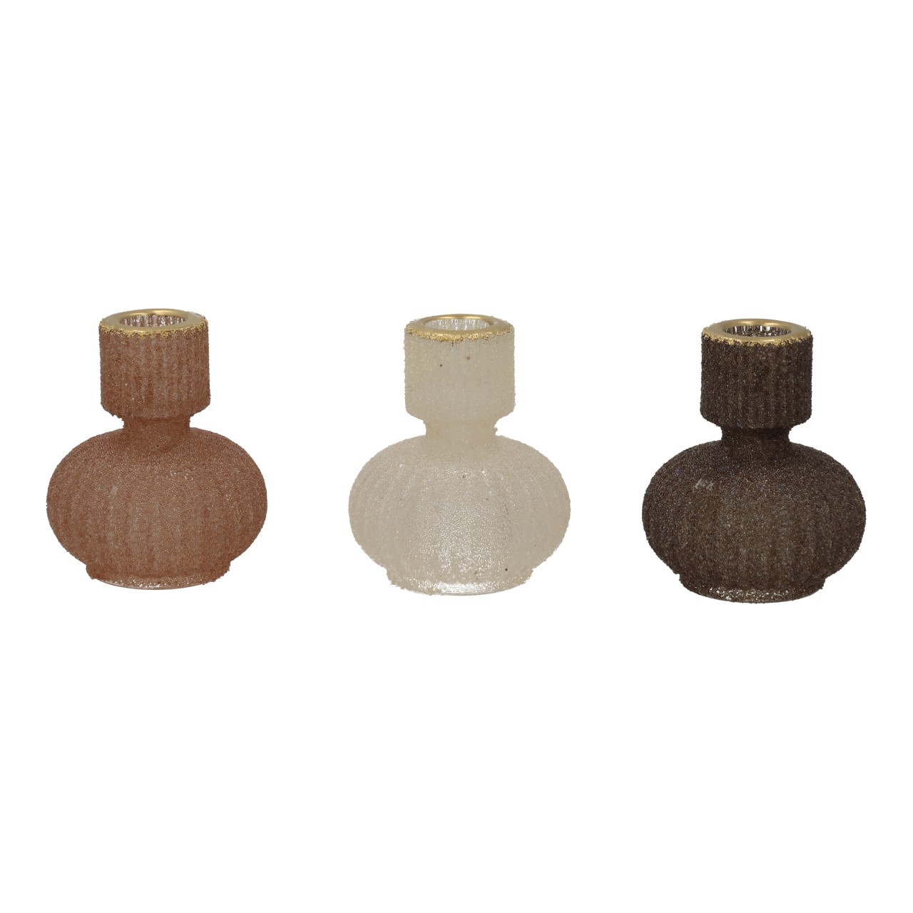 Portavelas de cristal, color beige, juego de 3 unidades (ancho/alto/profundidad) 7x9x7 cm Vase, Glasvase, Kristallglas, Farbige Vase, Dekorobjekt