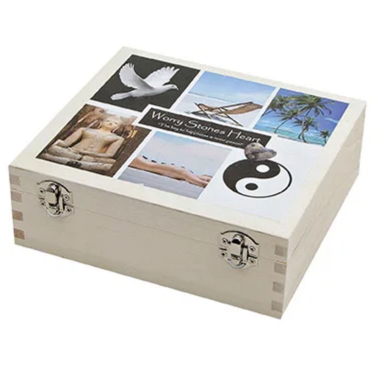 Holzkiste, Schatztruhe, Truhe, Deko-Box, Yin Yang Symbol