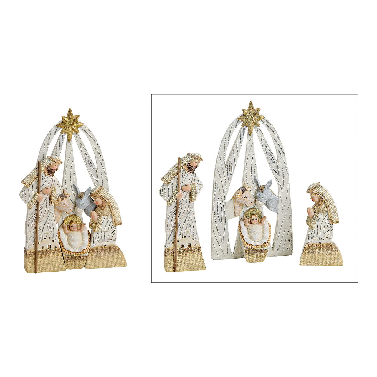 Nativity figure set of 3, made of polyresin, beige color, 13x20x3cm