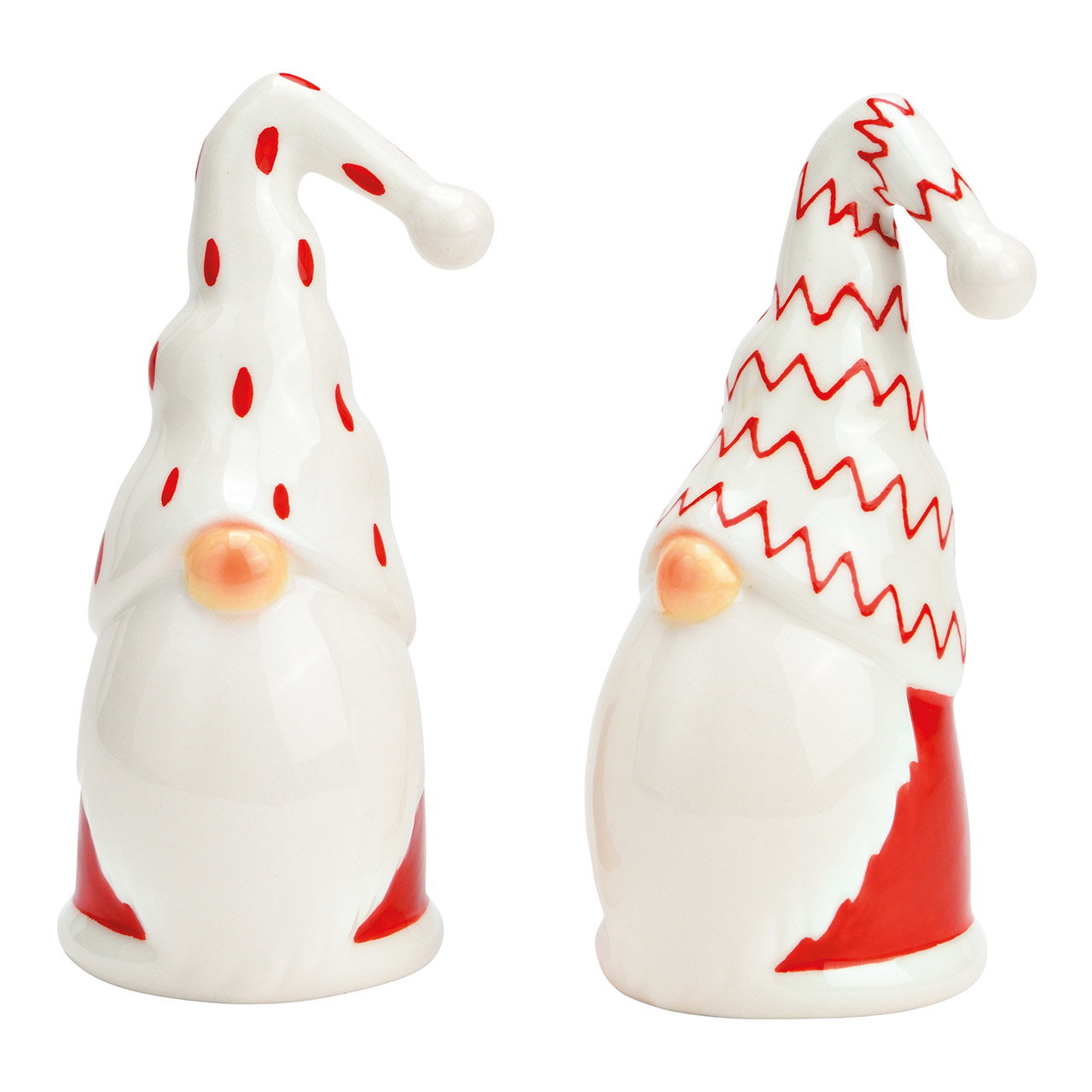 Gnomo de cerámica rojo, blanco 2 pliegues, (A/A/P) 6x12x6cm Gnomo de cerámica rojo, blanco 2 pliegues, (A/A/P) 6x12x6cm