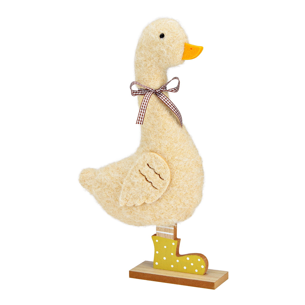 Duck with bow made of textile/wood, beige (W/H/D) 23x42x6cm Tier, Vogel