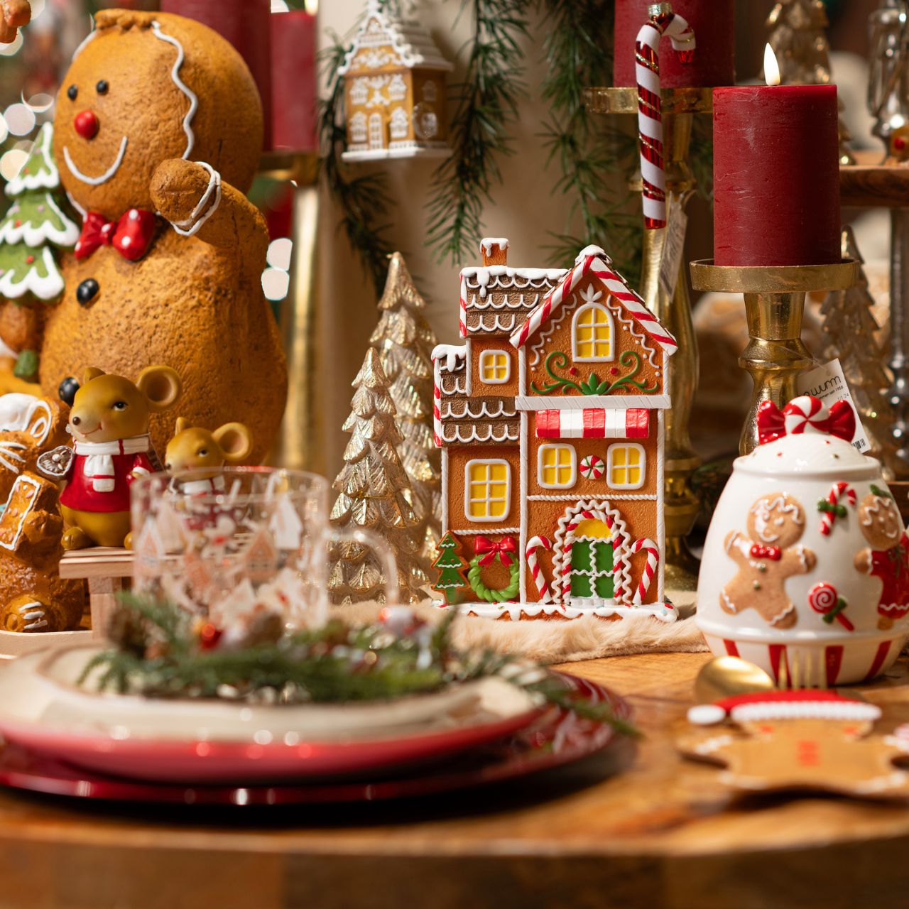 Statuetta di pan di zenzero con albero di Natale in magnesia marrone (L/H/D) 22x34x15cm Essen, Süßigkeiten, Plätzchen