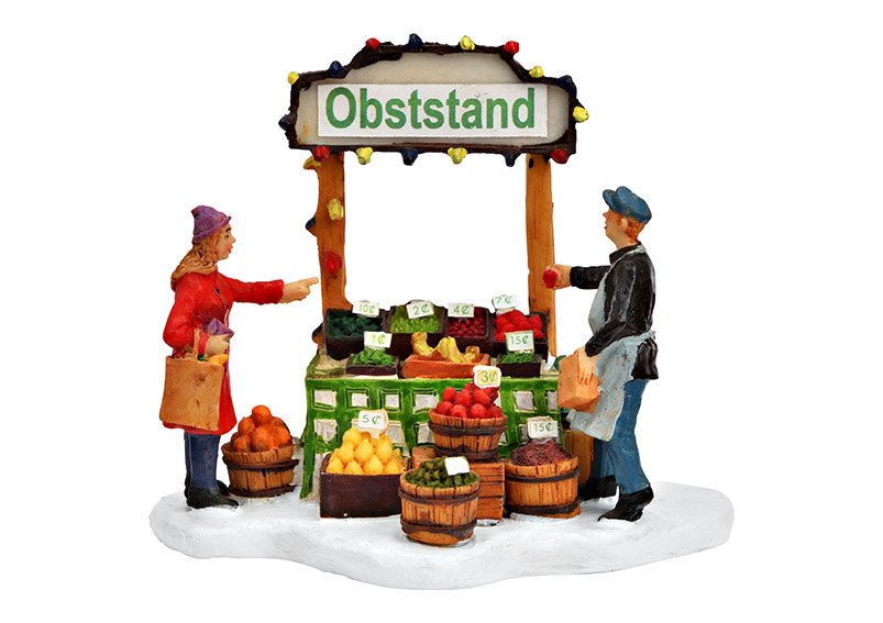 Miniature figures fruit stand from poly colorful (W/H/D) 11x9x8cm