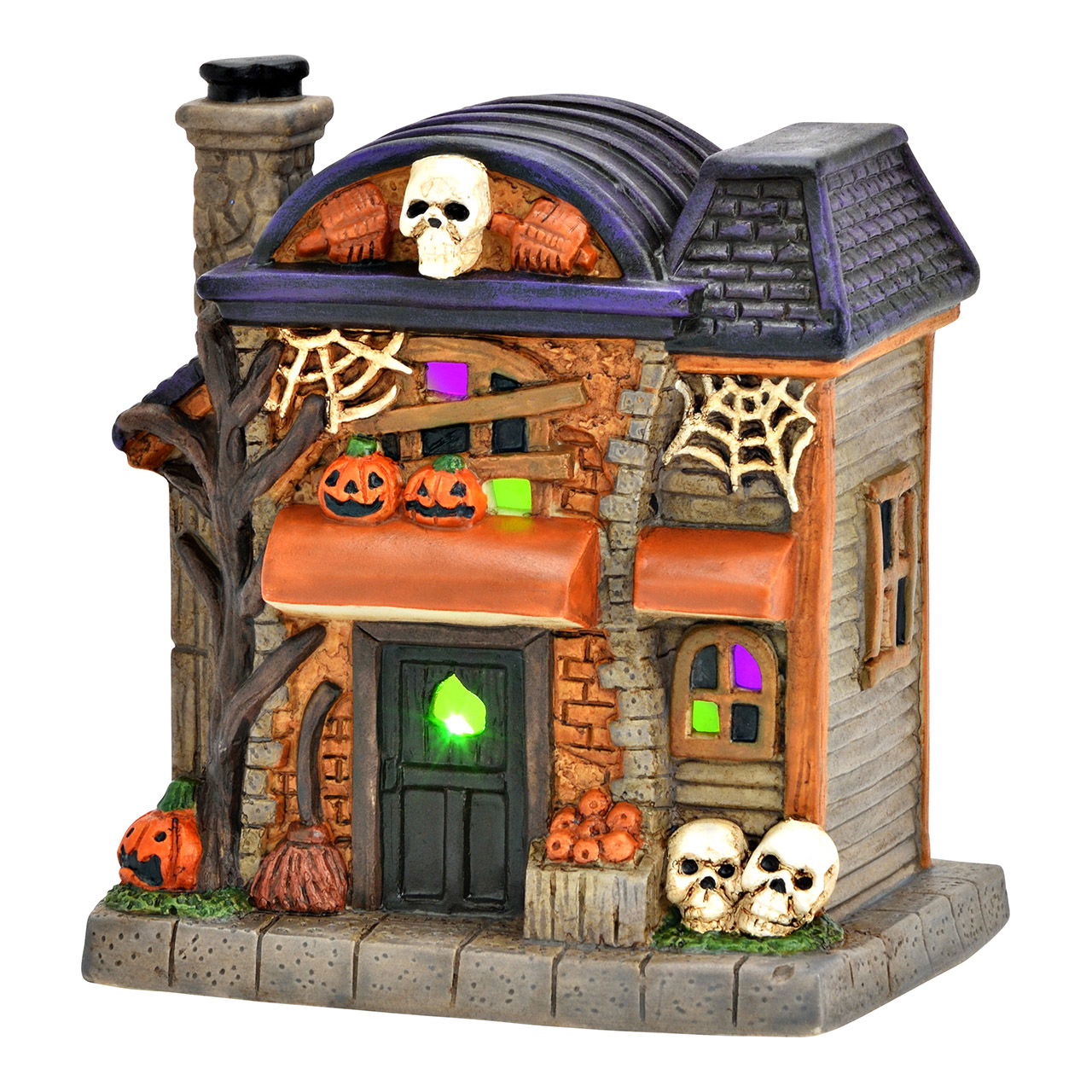 Lichthuisje Halloween met 1 LED meerkleurenlampje van porselein, kleurrijk (B/H/D) 10x11x7cm 2xAAA exclusief Auf dem Land, Hütte, Natur, Im Freien, Ländlich