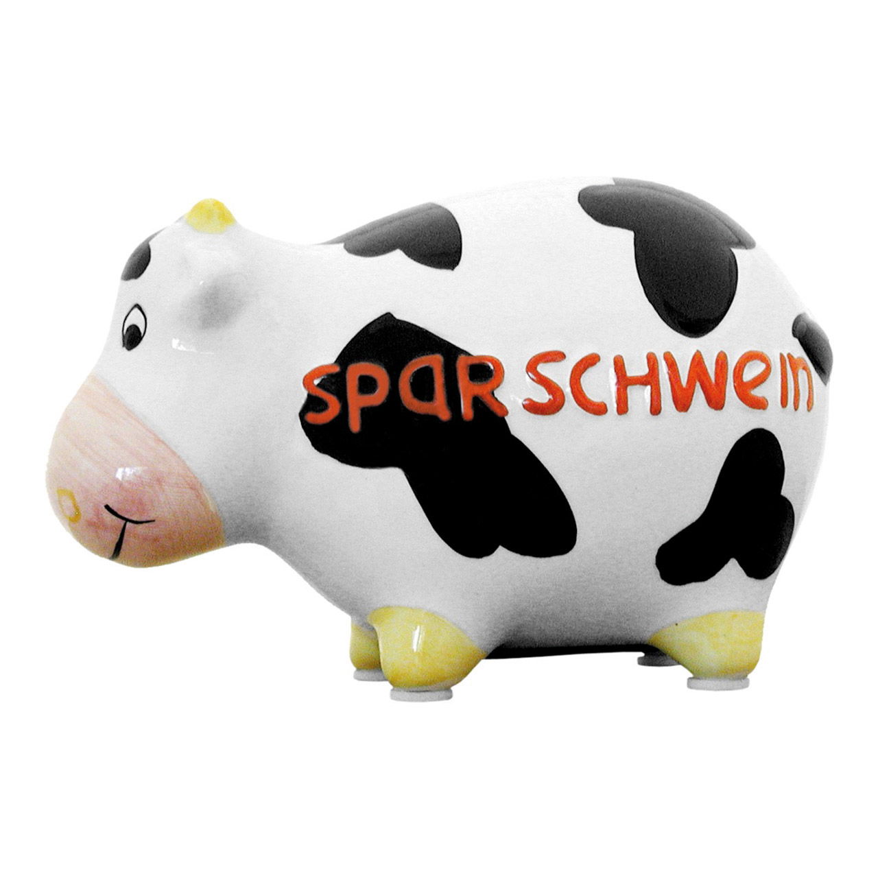 KCG Sparschwein Kuh aus Keramik, Bunt (B/H/T) 12,5x9x9 cm Kleinschwein Sparschwein