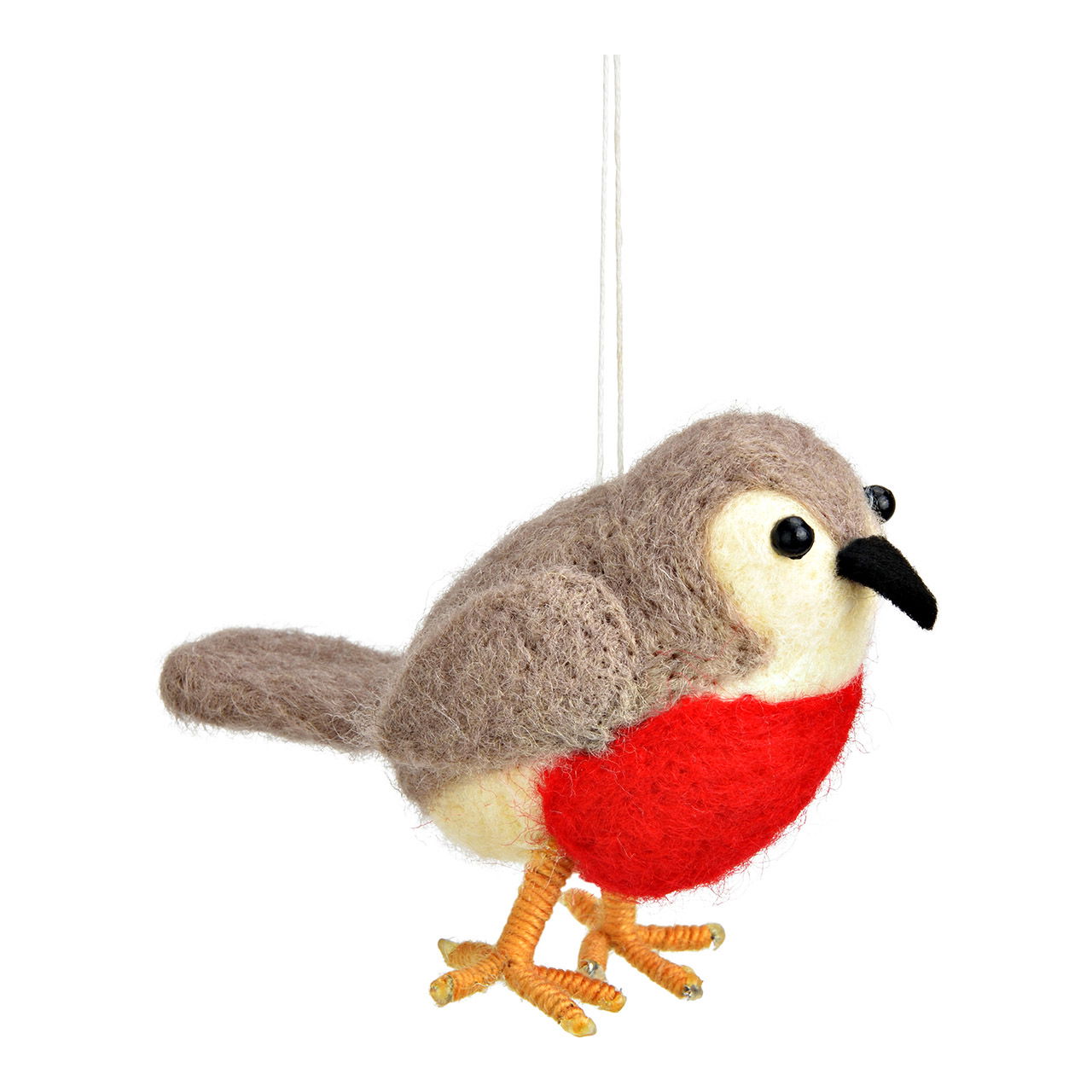 Felt/plastic bird hanger, brown (W/H/D) 10x9x6cm