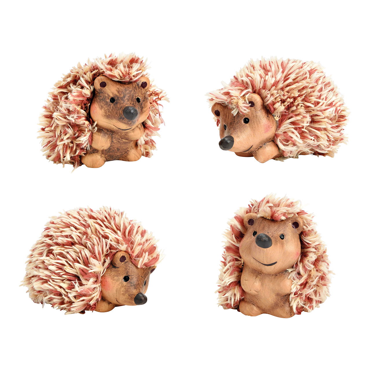 Hedgehog made of clay/faux fur, assorted, W7 x D6 x H7 cm