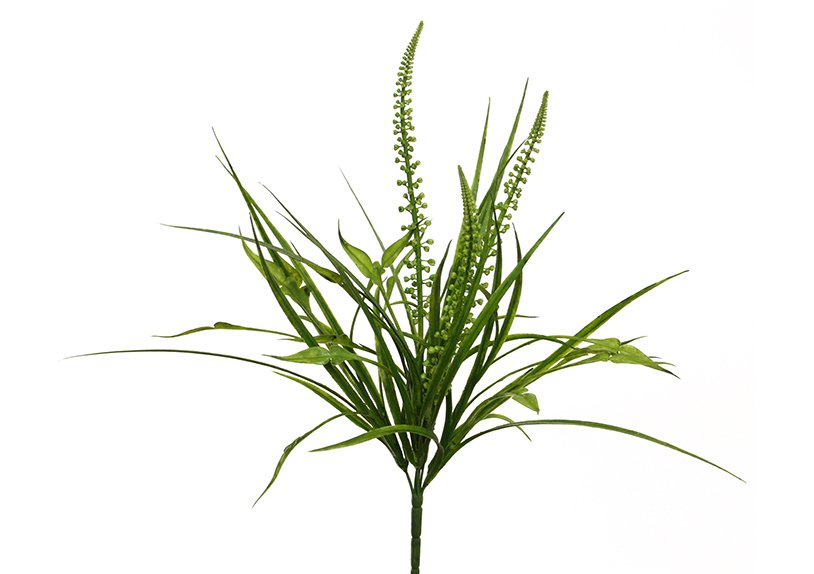 Kunstbloemen grasstruik w. bloemknoppen 52 cm groen