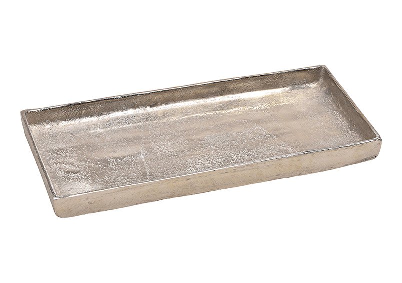 Tablett aus Metall Silber (B/H/T) 31x2x14cm