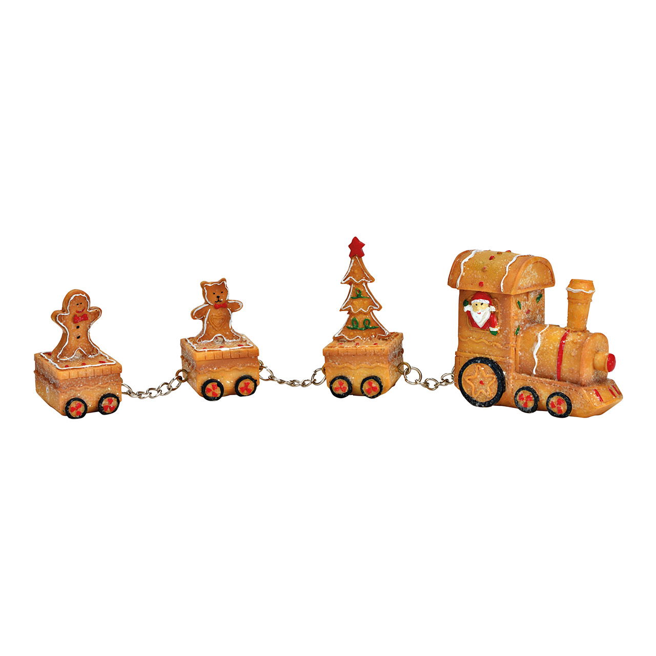 Tren de Navidad con aspecto de pan de jengibre fabricado en polietileno marrón (A/A/P) 24x6x3cm