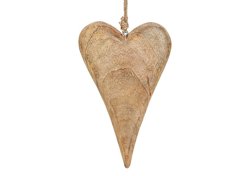 Hanger heart mangowood brown 15x26x2cm