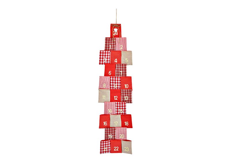 Advent calendar of textile red (W/H) 28x108cm