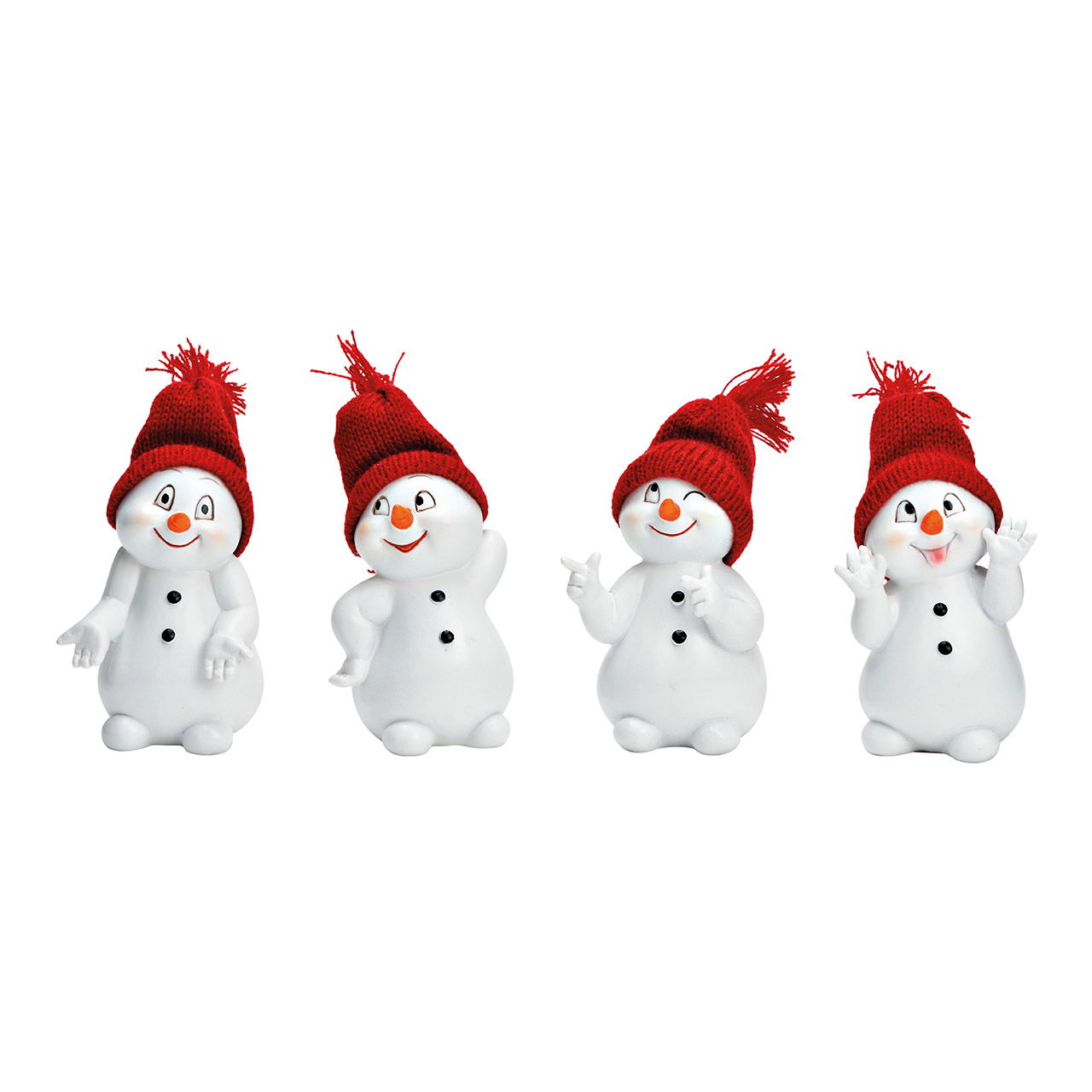 Poly snowman, textile red, white 4-fold, (W/H/D) 7x13x6cm