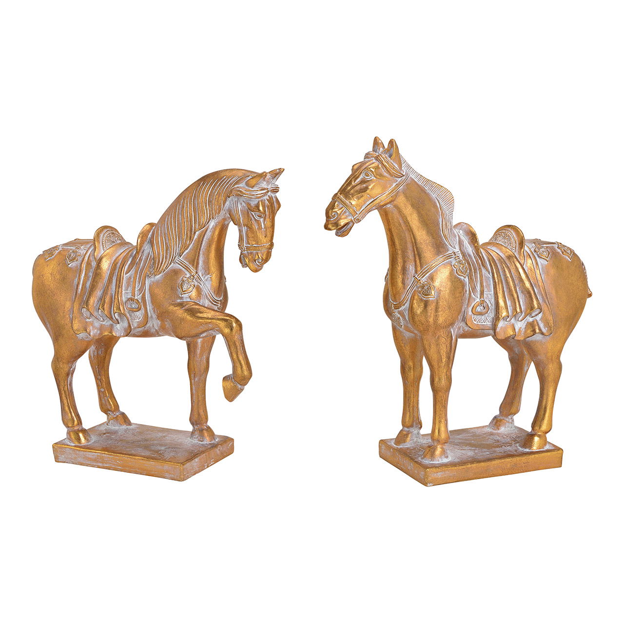 Stand horse made of poly gold 2-fold, (w / h / d) 30x34x10cm