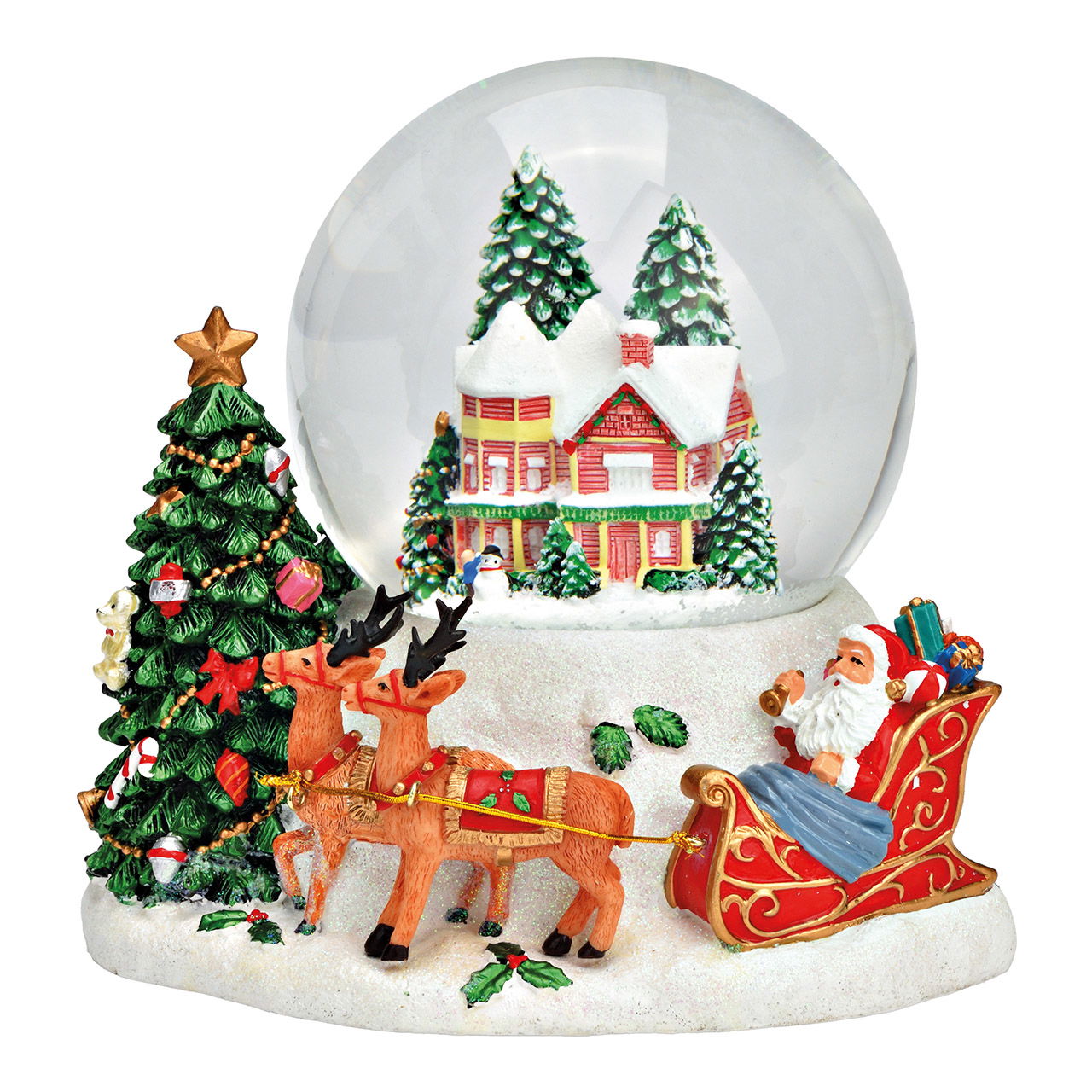 Reloj musical/esfera de nieve Escena navideña de poli blanco (A/A/A) 17x16x16cm Reloj musical/esfera de nieve Escena navideña de poli blanco (A/A/A) 17x16x16cm