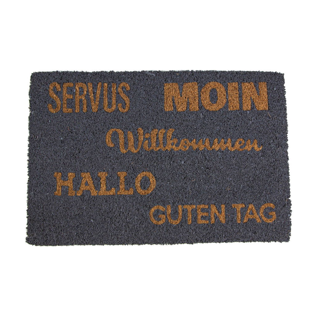Fußmatte Begrüßung, Kokos, 40 x 60 x 1,5cm, 1 Stck, grau, @ Matte, Fußmatte, Visitenkarte, Papier, Text