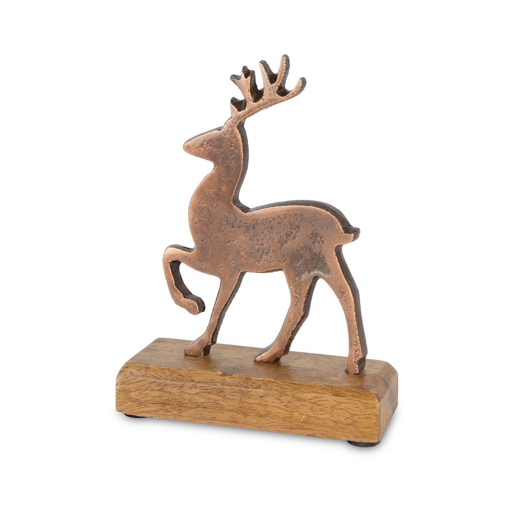 Hirsch, Wildtiere, Bronze, Figur, Holz
