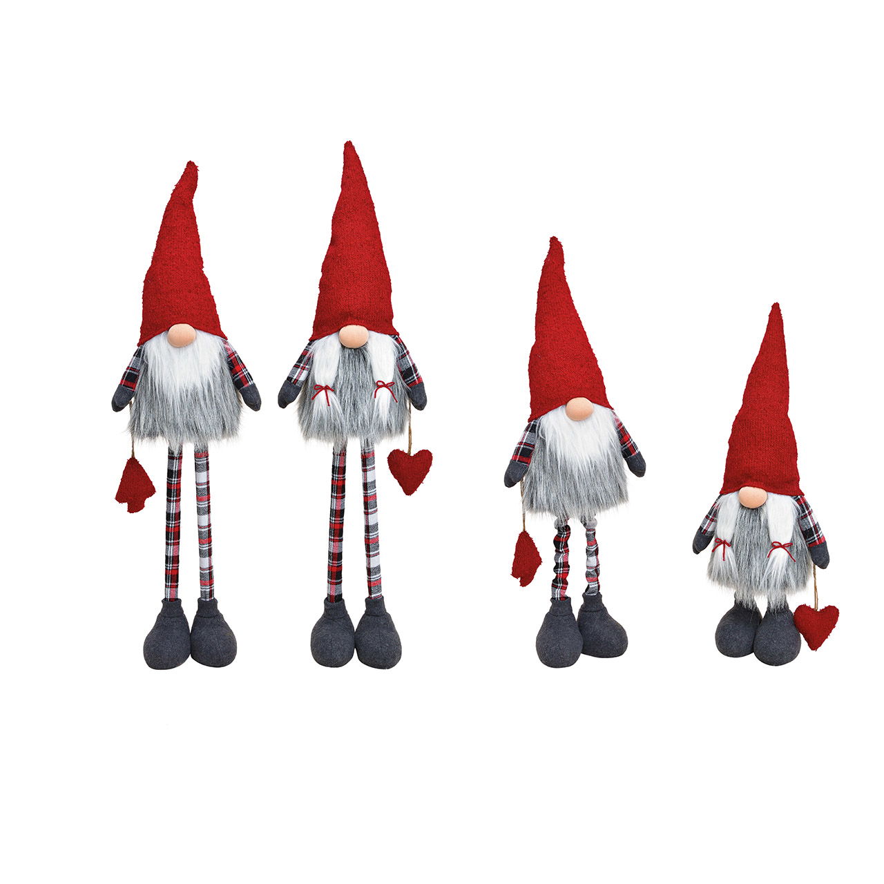 Gnome with telescopic legs made of textile red 2-fold, (w / h / d) 27x67 / 102x17cm