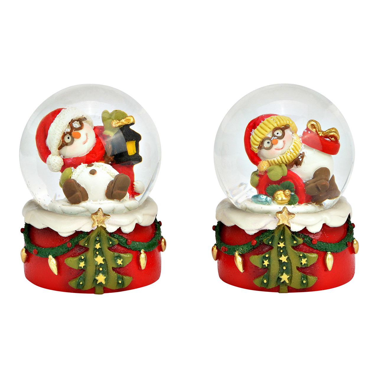 Snehová koule se snehulákem, vánocní motiv, ze skla/poly, dvojitá, barevná (Š/V/H) 4x6x4 cm Snehová koule se snehulákem, vánocní motiv, ze skla/poly, dvojitá, barevná (Š/V/H) 4x6x4 cm