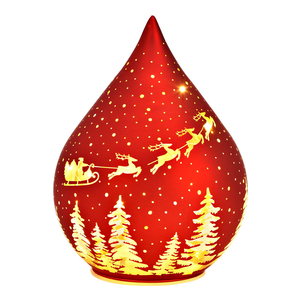 LED Leuchte Tropfen Weihnachtsdekor (exkl. 3xAAA) mit 6/18 Timer aus Glas, Rot (B/H/T) 11x16x11cm Töpferei, Krug, Vase, Kunst, Porzellan