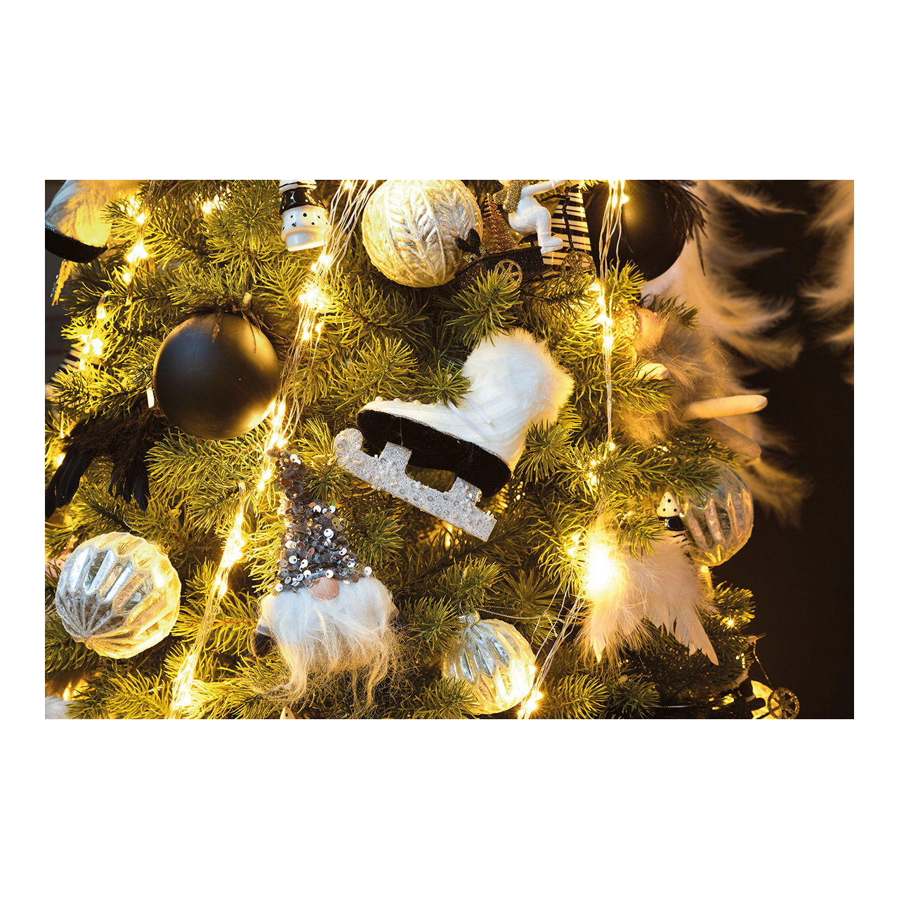 Weihnachtskugel Glitter aus Glas, 4-fach, Silber Ø8cm Weihnachten, Weihnachtsdekorationen, Festival, Weihnachtsbaum, Pflanze